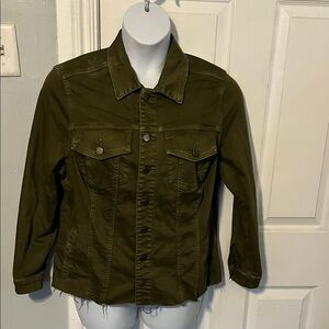 Women's Olive Green Deconstructed Jean Jacket